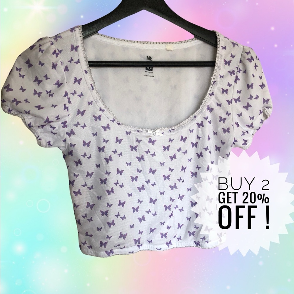 Urban Outfitters Puff Sleeve Crop Top Size S